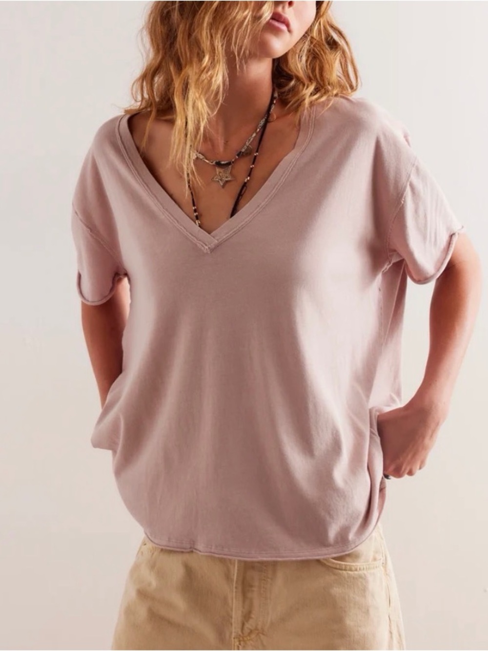 Z Supply V-Neck Short Sleeve Women's Top - Mauve